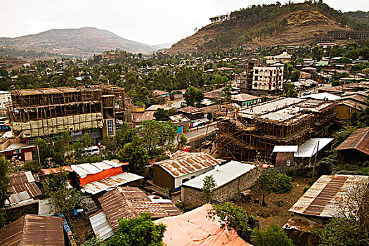 屋顶,上面,风景,贡德尔,埃塞俄比亚,非洲