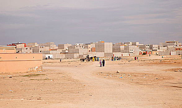 道路,房子,沙子,荒芜,摩洛哥