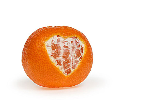 柑橘,心形,象征,隔绝,白色背景