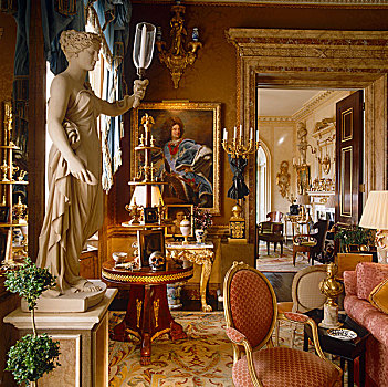 古典,雕塑,灯笼,小架子,站立,正面,18世纪,肖像,一个