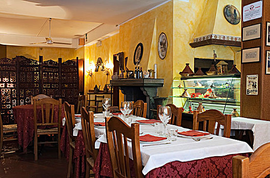 桌子,餐馆,托斯卡纳,意大利,欧洲