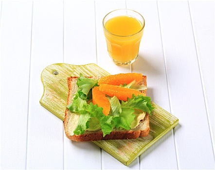 健康,三明治,橙汁