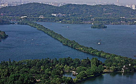 杭州西湖全景图俯视图图片