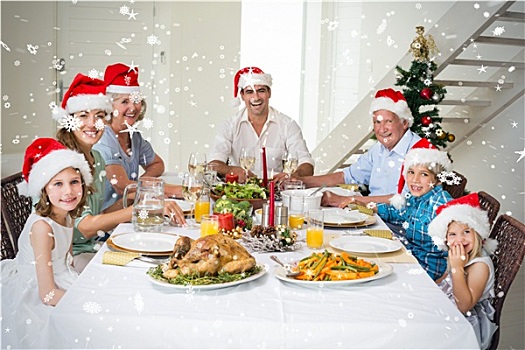 合成效果,图像,幸福之家,圣诞帽,圣诞餐