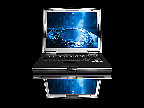 黑色,笔记本电脑,水滴,图像,显示屏