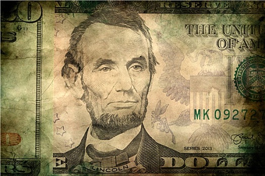 微距,亚伯拉罕-林肯,五个,美国,美元,货币