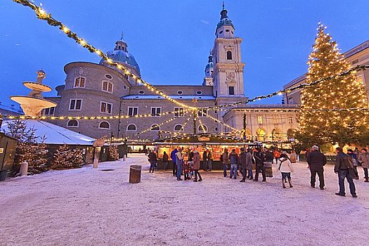 圣诞市场,萨尔茨堡大教堂,萨尔茨堡,奥地利