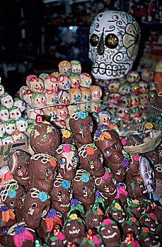 墨西哥,瓦哈卡,市场,亡灵节,糖果,头骨