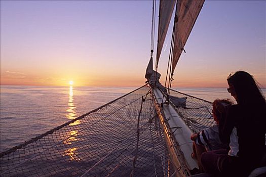 日落,帆船,星,达尔马提亚,达尔马提亚海岸,克罗地亚