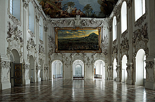 格罗塞尔,壮观的门厅,新,施莱斯海姆宫,宫殿,乌伯施莱斯海姆,巴伐利亚,德国,欧洲