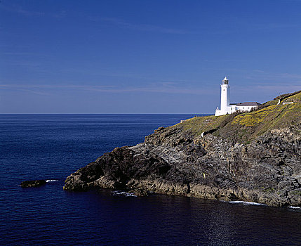 英格兰,康沃尔,异味,小湾,灯塔,海岸,靠近