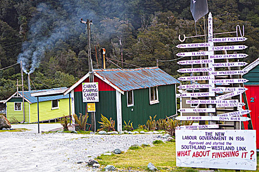 米尔福德峡湾,山谷,罐,发现,老,乡村,小屋,新西兰,建筑工人