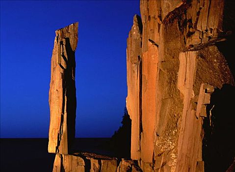 平衡性,石头,夜晚,长岛,新斯科舍省,加拿大