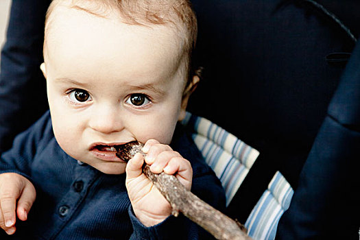 婴儿,咀嚼,木棒
