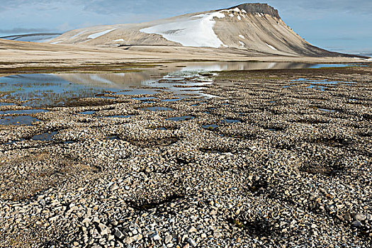 挪威,斯瓦尔巴特群岛,北极,荒芜,天然石,圆,霜,大幅,尺寸