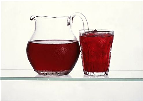 樱桃,果汁,玻璃罐,玻璃杯,冰块