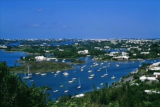航拍,帆船,河,百慕大