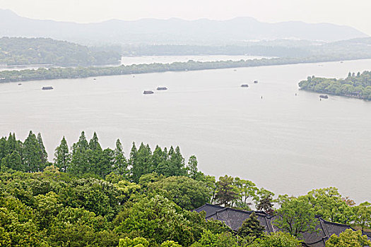 杭州西湖俯视图