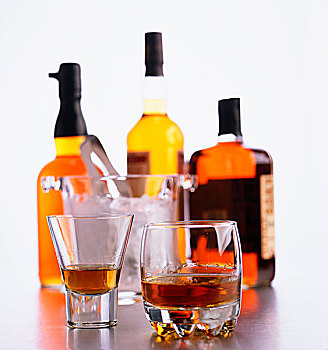 威士忌,玻璃杯,瓶子