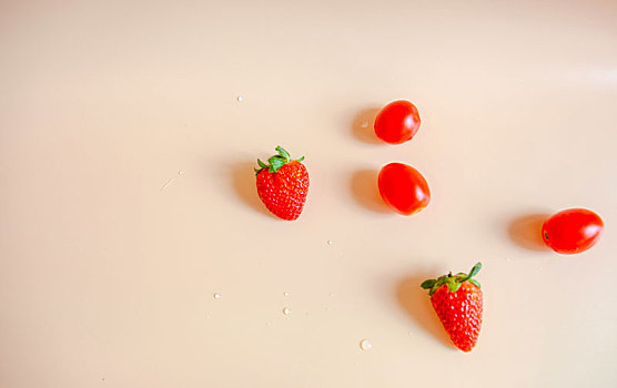 新鲜水果,草莓,番茄,静物,特写
