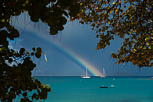 彩虹,降落,后面,帆船
