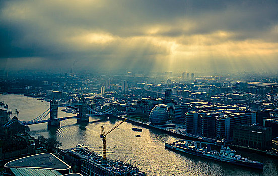 风景,塔桥,泰晤士河,生动,亮光,伦敦,英国