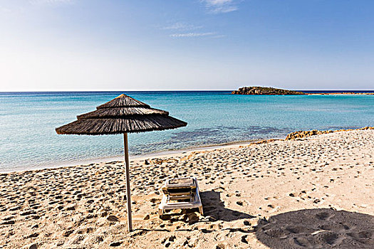 海滩伞,休闲椅,海滩,胜地,塞浦路斯