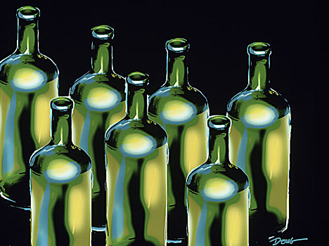 葡萄酒,瓶子,2000年,电脑,电脑制图