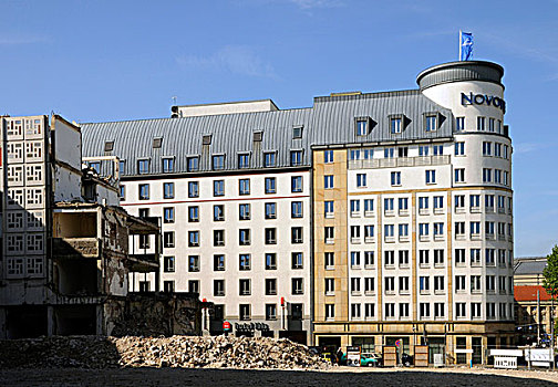 酒店,建筑,场所,正面,莱比锡,萨克森,德国,欧洲