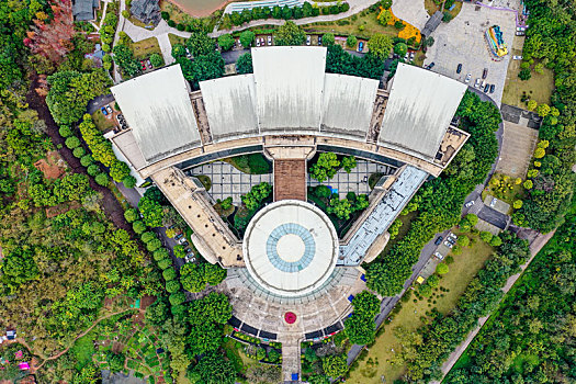 航拍南宁广西民族博物馆广西民族村