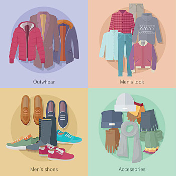 男人,衣服,外套,看,鞋,配饰,秋天,冬天,收集,时髦,时尚,流行,设计师,最好,世界,商标,矢量,风格,设计