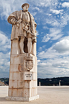 雕塑,国王,内庭,院落,广场,老,大学,可因布拉,贝拉,滨海,葡萄牙