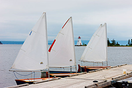灯塔,帆船,布雷顿角,新斯科舍省,加拿大