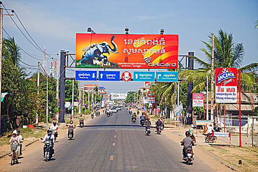 柬埔寨,乡村道路,靠近,收获