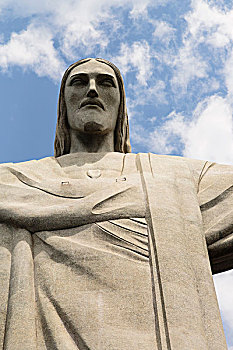 南美,巴西,里约热内卢,特写,耶稣,救世主,山顶