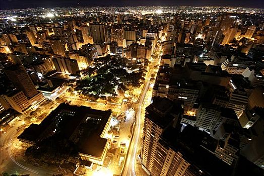 天际线,圣保罗,巴西,夜晚,风景