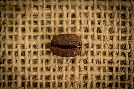 一个,咖啡豆,特写,粗麻袋