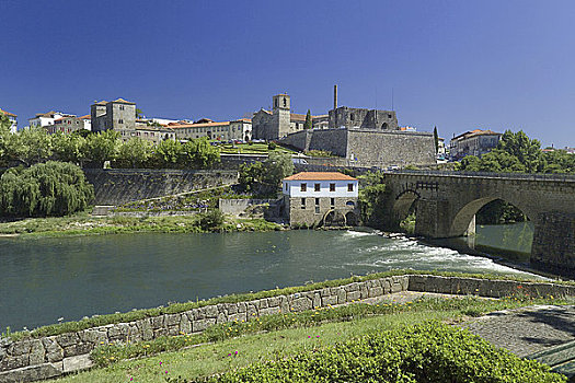葡萄牙,城堡,老城,罗马桥,上方,河