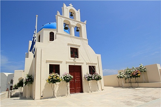 教堂,花,葬礼,锡拉岛,希腊