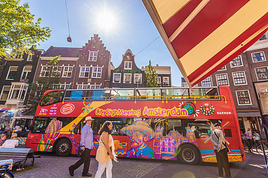 荷兰,阿姆斯特丹,城市,中心,餐馆,巴士,旅游