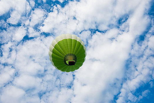 绿色,热气球,正面,蓝天,云,法国,欧洲