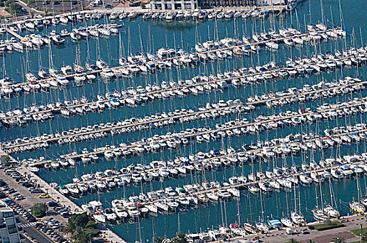 航拍,大,码头,旅游,复杂,郎格多克,法国,六月,2008年