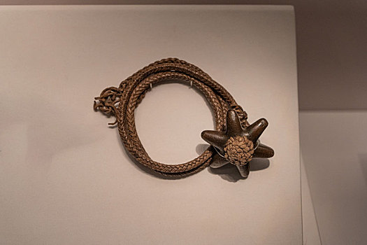 秘鲁印加博物馆藏印加帝国石器星形带绳锤