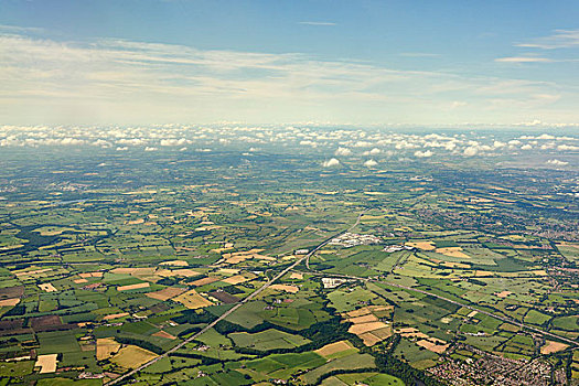 航拍,地点,云,曼彻斯特,兰开夏郡,英格兰,英国