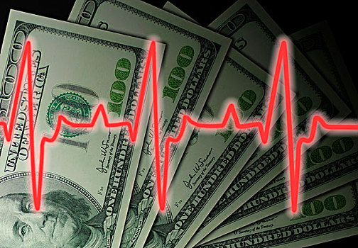 心电图,几个,100,美元,象征,高,费用,卫生保健,健康,经济