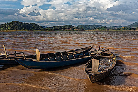 木质,船,湖,越南,亚洲