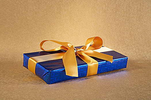 蓝色,礼盒,金色,蝴蝶结