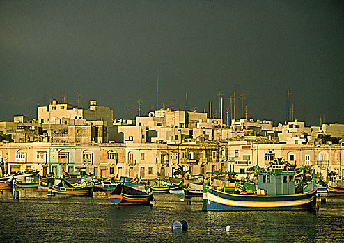 马耳他,马尔萨什洛克,渔船,港口