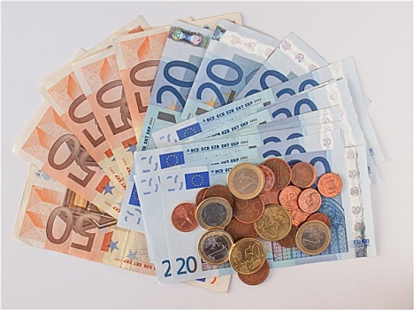 欧元,硬币,钞票