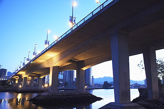 立交桥,黎明,福尔斯湾,温哥华,不列颠哥伦比亚省,加拿大